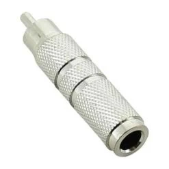 Audio Adapter - 1/4" Female Mono TS To RCA Male - Silver Metal