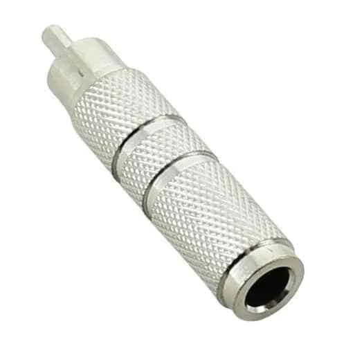 Audio Adapter - 1/4" Female Mono TS To RCA Male - Silver Metal 3 Audio Adapter - 1/4" Female Mono TS To RCA Male - Silver Metal