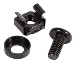 Rack Mount 3-Piece Rack Screw / Bolt And Cage Nut Set - Black - For 19" Racks