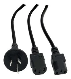 Powermaster K3774 IEC Power Y Cable - Main Socket To 2x C13 - Black
