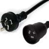 Powermaster 10 Amp Mains Plug Extension Power Cord - Black -Music Equipment Store ACS K40 BLK