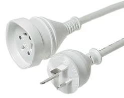 Powermaster 10 Amp Mains Plug Extension Power Cord - White - 5m