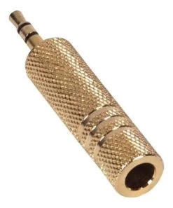 Audio Adapter - 1/4" Female To 1/8" Male - Stereo TRS - Gold
