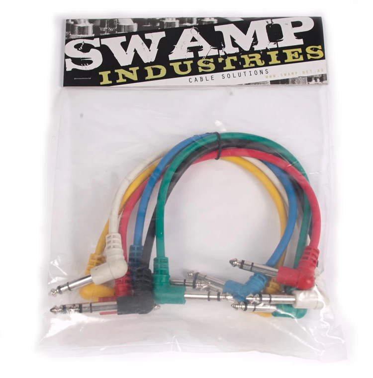 Set Of 6x 90 Degree Angle 1/4" TRS Coloured Patch Cables 4 Set Of 6x 90 Degree Angle 1/4" TRS Coloured Patch Cables - Image 2