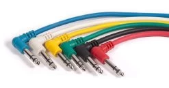 Set Of 6x 90 Degree Angle 1/4" TRS Coloured Patch Cables