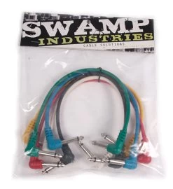 Set Of 6x 90 Degree Angle 1/4" TS Coloured Guitar Patch Cables -Music Equipment Store AP Patch Set TS 1