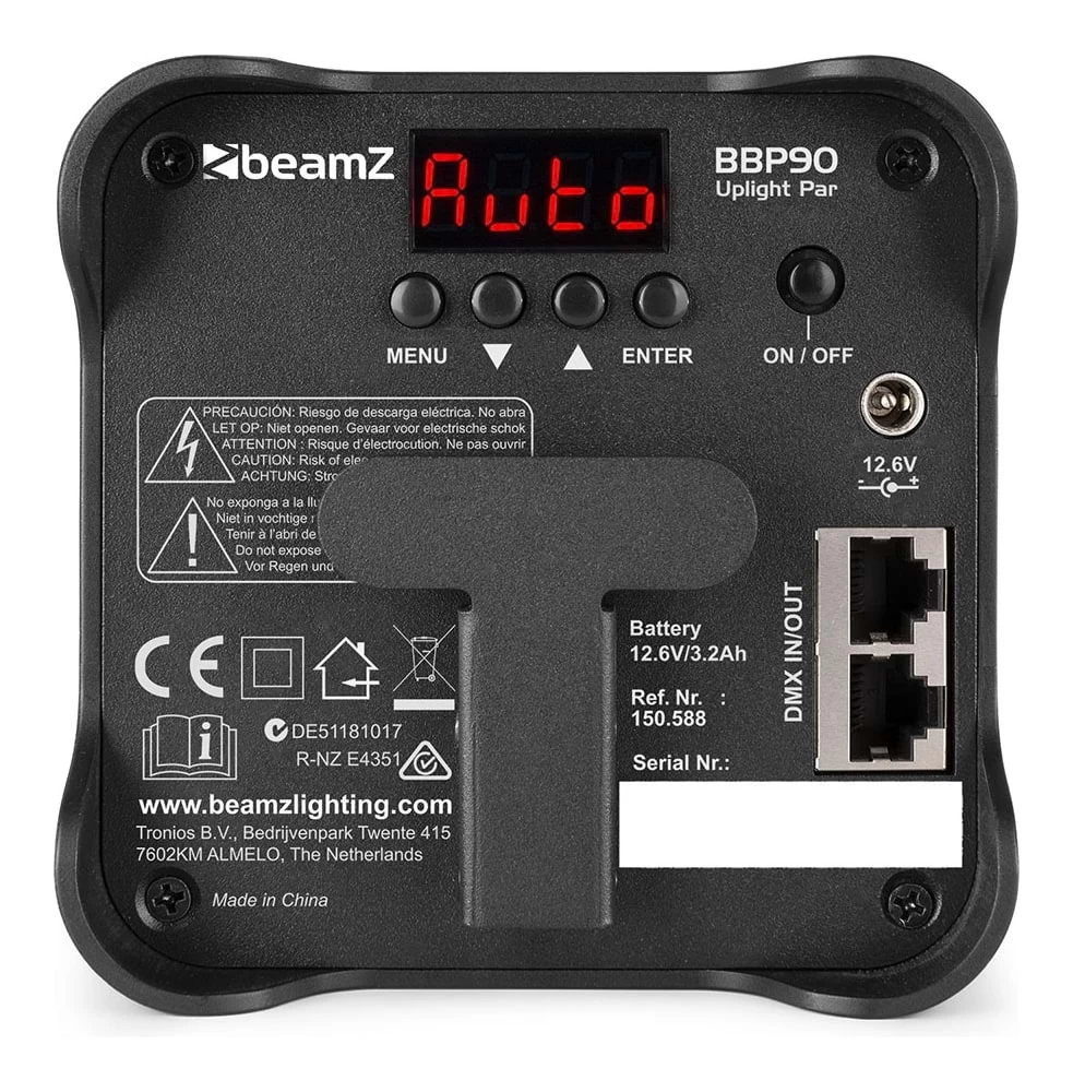 Beamz BBP90 Fanless Battery Powered Uplight Par - 4x4W RGB-UV 7 Beamz BBP90 Fanless Battery Powered Uplight Par - 4x4W RGB-UV - Image 5