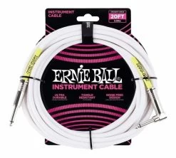Ernie Ball 6047 20' Straight/Angle Instrument Cable - White