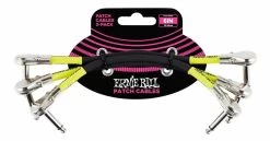 Ernie Ball 6059 6" Flat Angle / Flat Angle Black Patch Cable 3-Pack