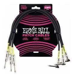 Ernie Ball 6076 1.5' Straight / Angle Patch Cable 3-Pack Black
