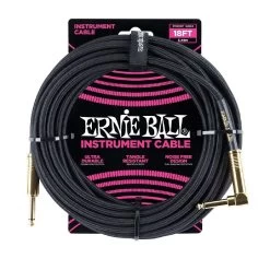 Ernie Ball 18ft Braided Instrument Cable Lead - Black