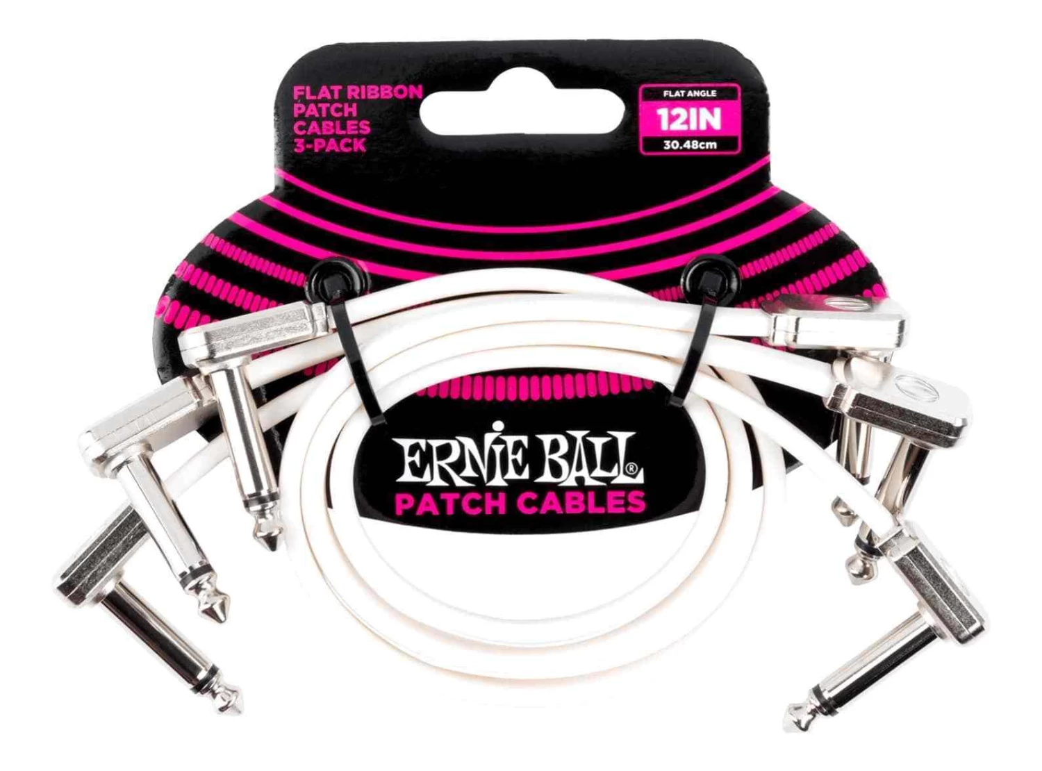 Ernie Ball Flat Ribbon 3-Pack Patch Cables - White - 6" 5 Ernie Ball Flat Ribbon 3-Pack Patch Cables - White - 6" - Image 3