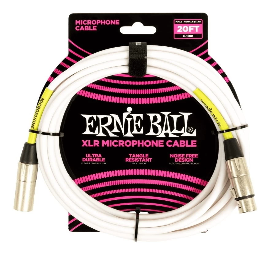 Ernie Ball 6389 20' XLR Microphone Cable - White 3 Ernie Ball 6389 20' XLR Microphone Cable - White