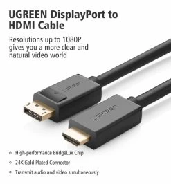 UGREEN Premium Displayport Male To HDMI Male Cable -Music Equipment Store GC 10202 3