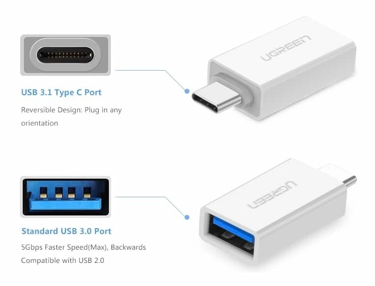UGREEN USB 3.1 Type C Superspeed Male To USB 3.0 Type A Female Adapter 6 UGREEN USB 3.1 Type C Superspeed Male To USB 3.0 Type A Female Adapter - Image 4