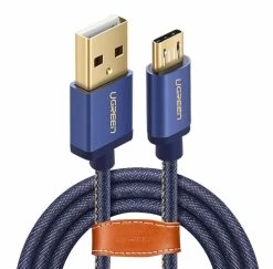 UGREEN Premium Micro USB To USB 2.0 Type A Cable Braided Jacket - BLUE - 1m