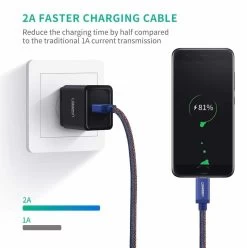 UGREEN Premium Micro USB To USB 2.0 Type A Cable Braided Jacket - BLUE - 1m -Music Equipment Store GC 40397 3