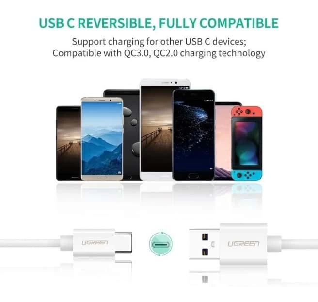 UGREEN 40888 USB-C To USB-A Fast Charging Cable 1m - White 8 UGREEN 40888 USB-C To USB-A Fast Charging Cable 1m - White - Image 6
