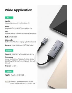UGREEN 50737 USB C To Gigabit RJ45 Ethernet Adapter -Music Equipment Store GC 50737 3