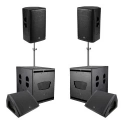 PowerWorks Powered PA System - 2x Subs + 2x FOH + 2x Monitors