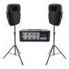 Live PA Value Package - Powered Mixer + 12" Speakers + Stands -Music Equipment Store MP KF PM52D HA 12