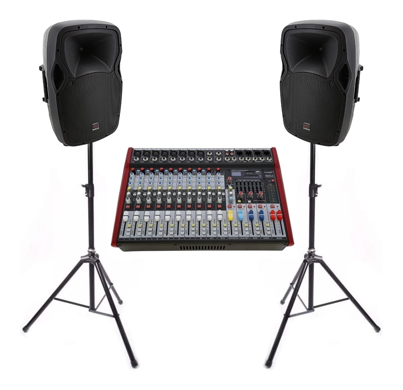 Live PA Value Package - Powered Mixer + 12" Speakers + Stands And Cables 3 Live PA Value Package - Powered Mixer + 12" Speakers + Stands And Cables