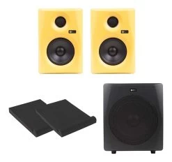 Monkey Banana Gibbon 5" Powered Studio Monitors + Active 10" Subwoofer - Yellow