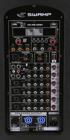 SWAMP MS-5384 Dual 15" Speaker PA Package - 8CH Mixer, Wireless Mics -Music Equipment Store MP MS 53 2