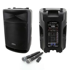 SWAMP MS-5384 Dual 15" Speaker PA Package - 8CH Mixer, Wireless Mics