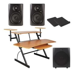 Studio Package - WS-03 Desk And Monkey Banana 5" Studio Monitors, 10" Sub