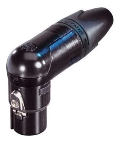 Neutrik NC3FRX-B XLR(f) Right Angle Audio Connector - Black And Gold