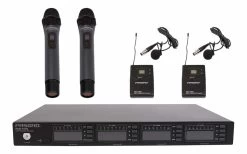 PASGAO PAW-4000 4 Channel Wireless Microphone System - 2 Bodypack, 2 Handheld