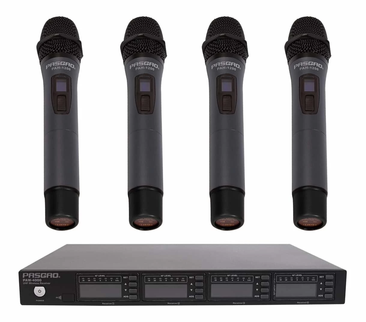 PASGAO PAW-4000 4 Channel Wireless Microphone System - 4 Handheld Mics