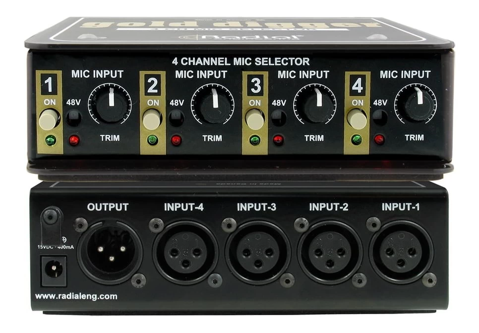 Radial Gold Digger 4 Channel Studio Microphone Selector Switcher 7 Radial Gold Digger 4 Channel Studio Microphone Selector Switcher - Image 5