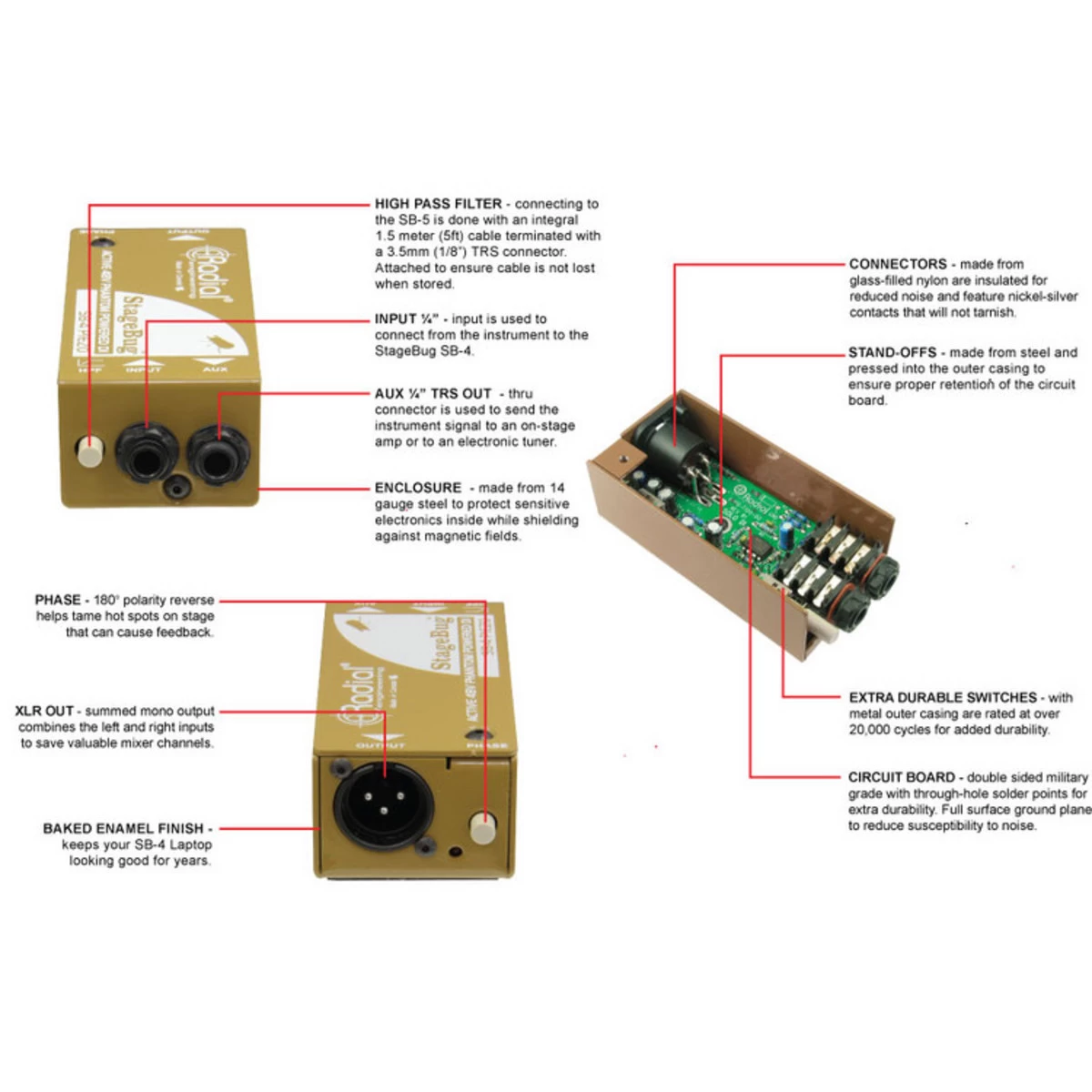 Radial SB-4 StageBug Active Piezo DI Box 4 Radial SB-4 StageBug Active Piezo DI Box - Image 2