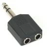 Audio Adapter - 2x1/4" Female Stereo TRS To 1/4" Male Stereo TRS -Music Equipment Store RH A 2x1 4f 1 4mS