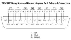 SWAMP 8-way DB-25 To XLR(m) Digital AES Cable TASCAM Wiring - 1m -Music Equipment Store RH DB25 YS137N 110 1m 1