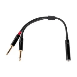 SWAMP Stereo Patch Cable - 1/4"(f)TRS To 2x 1/4"(m) TS - 30cm