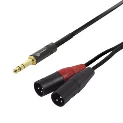 6.35mm TRS To Dual XLR(m) - Headphone Signal Splitter Cable - 2m