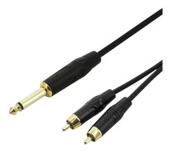 Stereo RCA To Mono Jack - Combiner / Splitter Cable - 1m