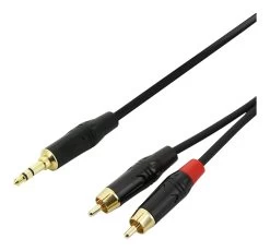 SWAMP Smartphone To Dual RCA Cable - Extended 3.5mm Mini-Jack - 1m
