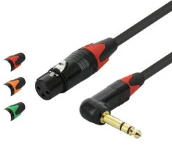 SWAMP Colour Coded XLR(f) To TRS Right-Angle Line Cables - Red - 50cm