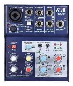 ICM UM-35 4-Channel Mixing Console USB Recording Interface - Black