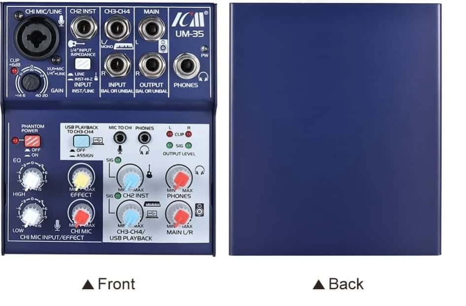 ICM UM-35 4-Channel Mixing Console USB Recording Interface - Black 7 ICM UM-35 4-Channel Mixing Console USB Recording Interface - Black - Image 5
