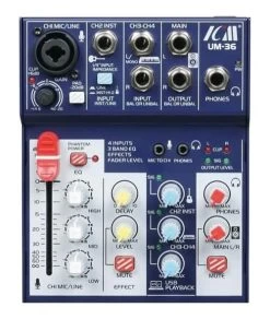 ICM UM-36 4-Channel Mini Mixing Console USB Recording Interface - Blue