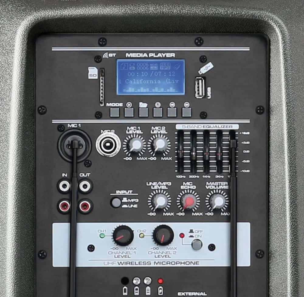 Vonyx AP1200BP 12″ Portable Speaker With Wireless Microphones - 600W 4 Vonyx AP1200BP 12″ Portable Speaker With Wireless Microphones - 600W - Image 2