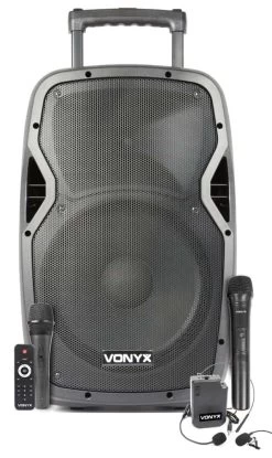 Vonyx AP1500BP 15″ Portable Speaker With Wireless Microphones - 800W